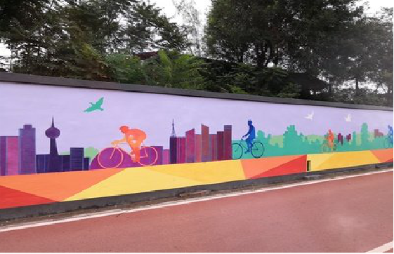  石狮墙体彩绘-围墙