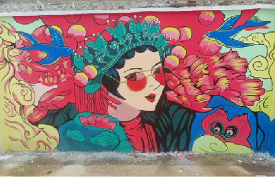  石狮墙体彩绘-网红墙