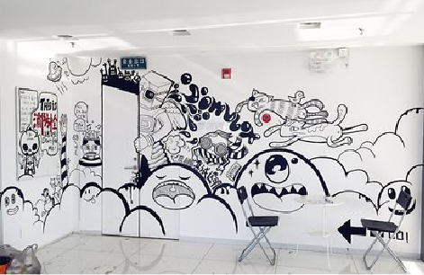  石狮手绘墙并非传统涂鸦。